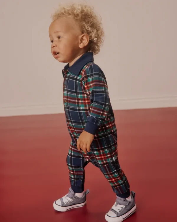 Northern Night Plaid Polo Romper