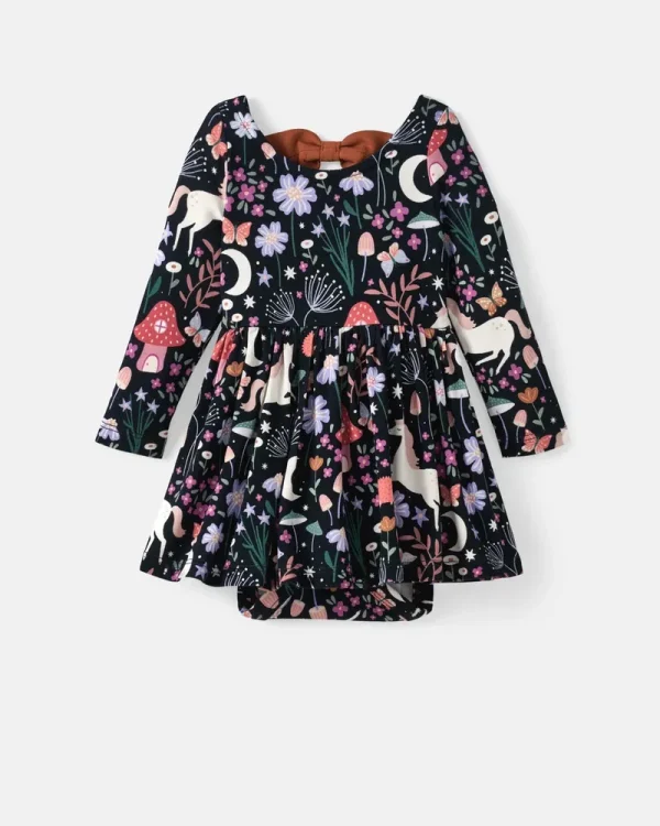 Woodland Fantasy Bow Back Skater Dress with Bodysuit
