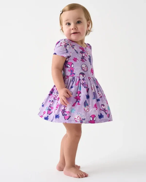 Spidey & His Amazing Friends Purple Tiny Webs Skater Dress with Bodysuit