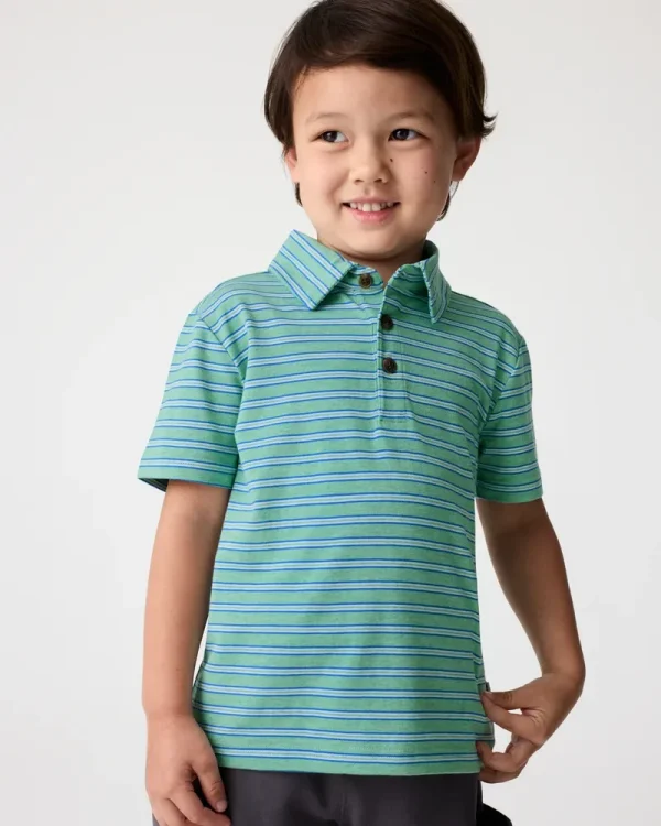 Fresh Green Heather Stripes Polo Shirt