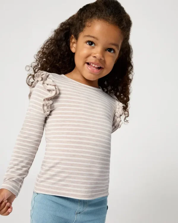 Linen Heather Stripe Flutter Tee