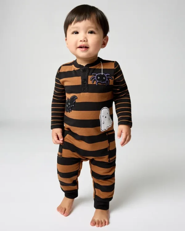 Spooky Stripes Henley Romper