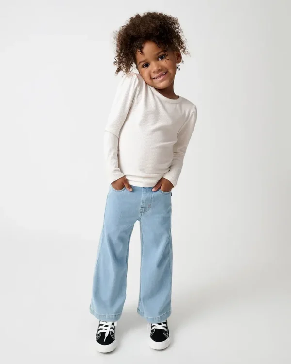 Soft White Ribbed Puff Sleeve Tee