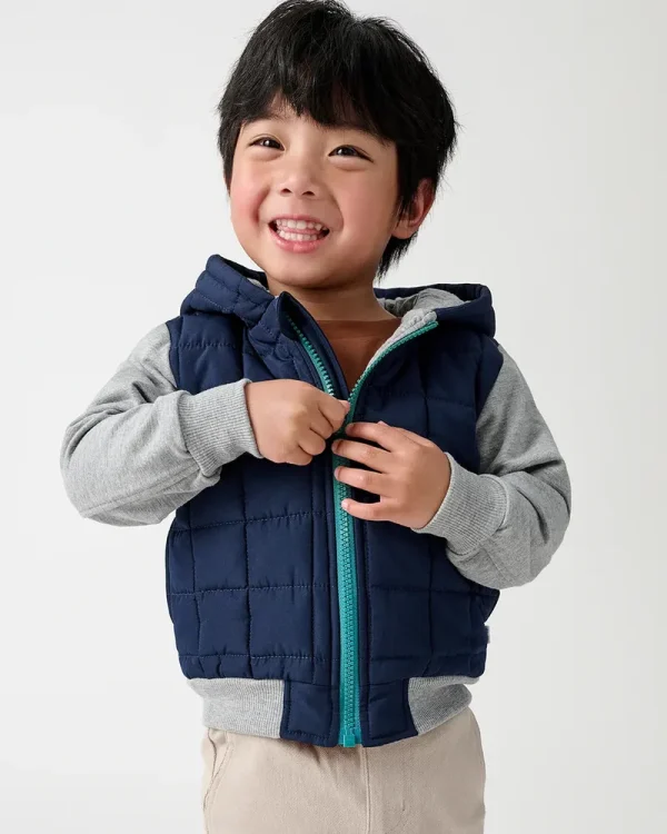 Classic Navy Quilted Hooded Jacket