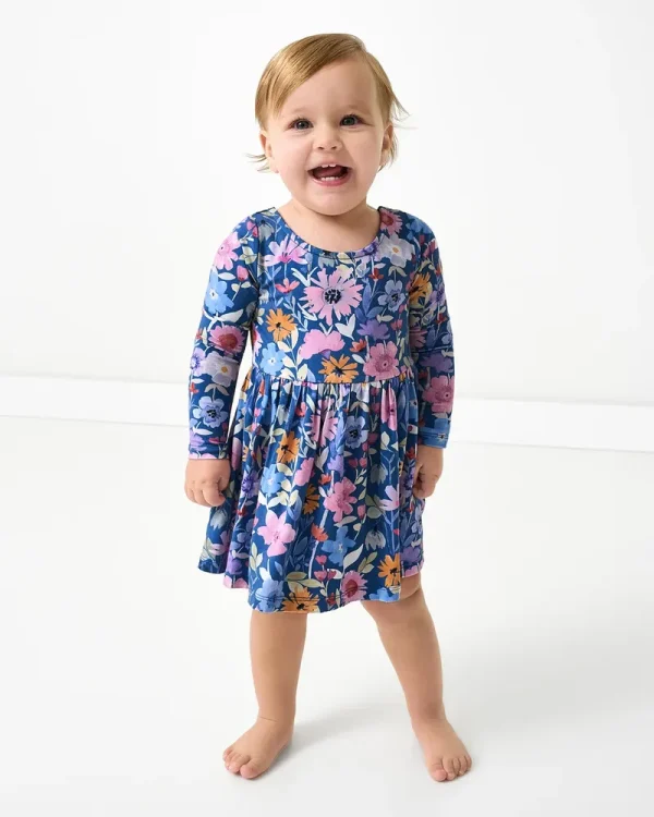 Dusk Blooms Bow Back Skater Dress with Bodysuit