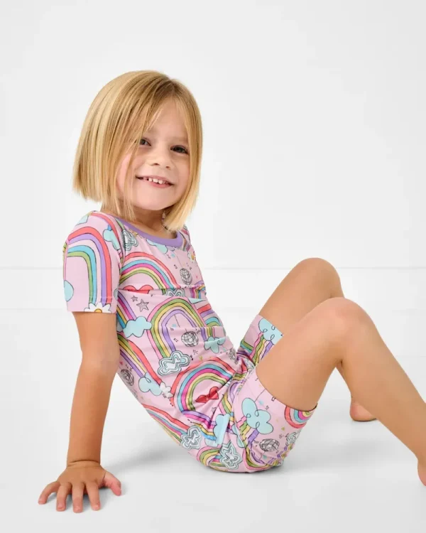 Disco Rainbows Two-Piece Short Sleeve & Shorts Pajama Set
