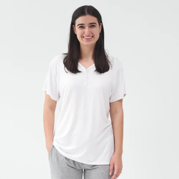 Bright White Women's Short Sleeve Pajama Top