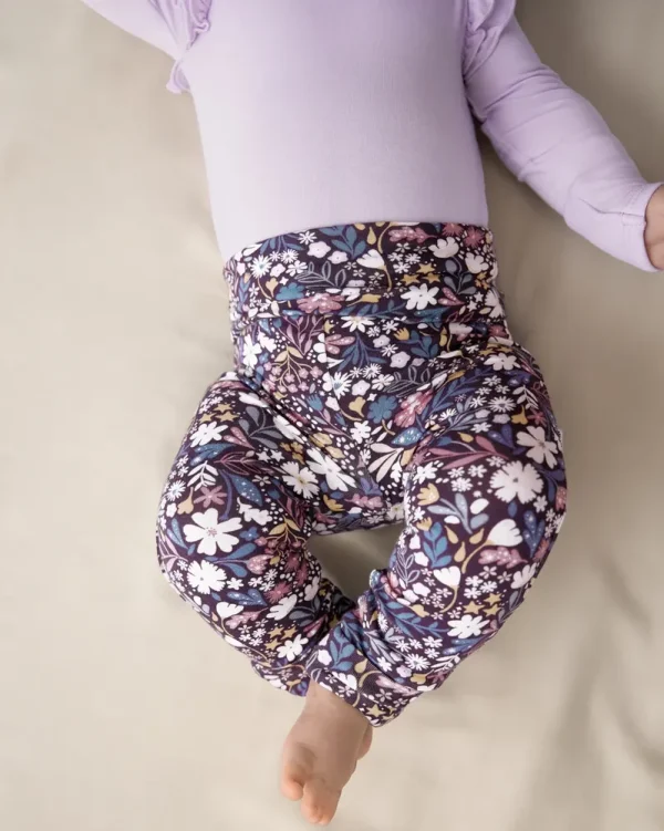 Midnight Petals Fold Over Legging