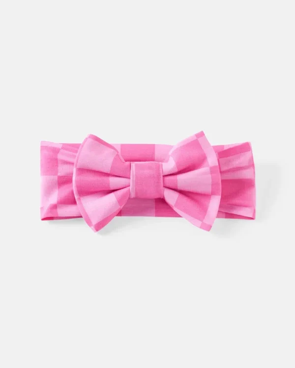 Sweet Raspberry Checks Luxe Bow Headband