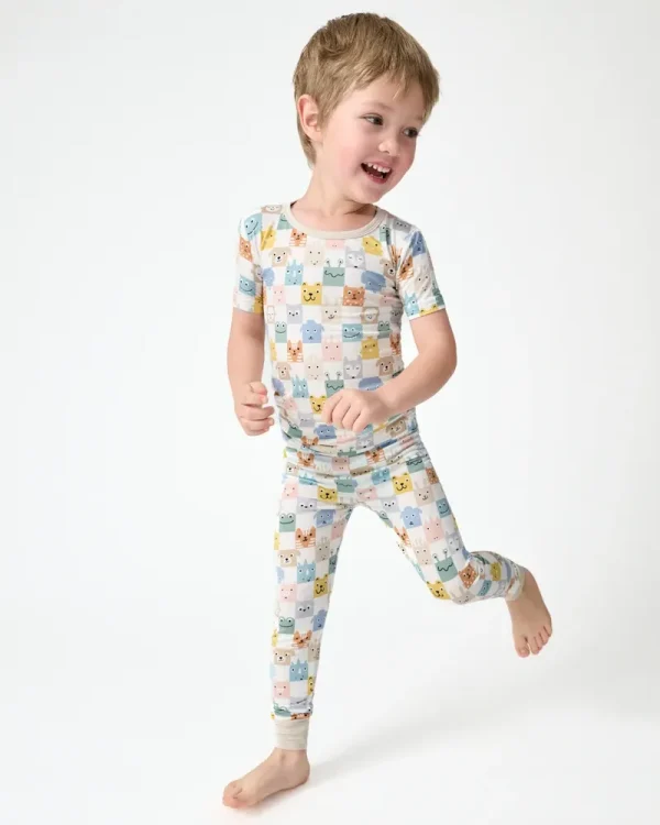 Check Mates Two-Piece Short Sleeve Pajama Set