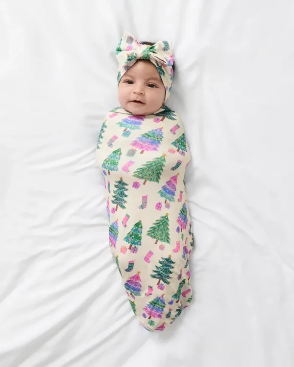 Joyful Traditions Pink Swaddle & Luxe Bow Headband Set