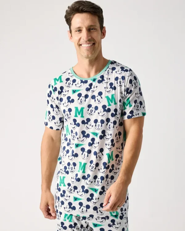 Disney Varsity Mickey Mouse Men's Short Sleeve Pajama Top