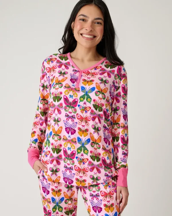Flutter Garden Women's Long Sleeve Pajama Top