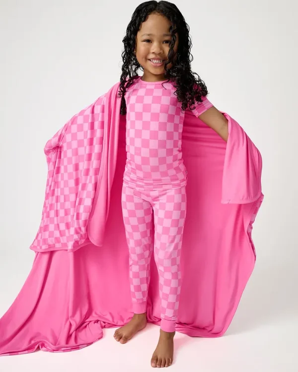 Sweet Raspberry Checks Large Cloud Blanket®