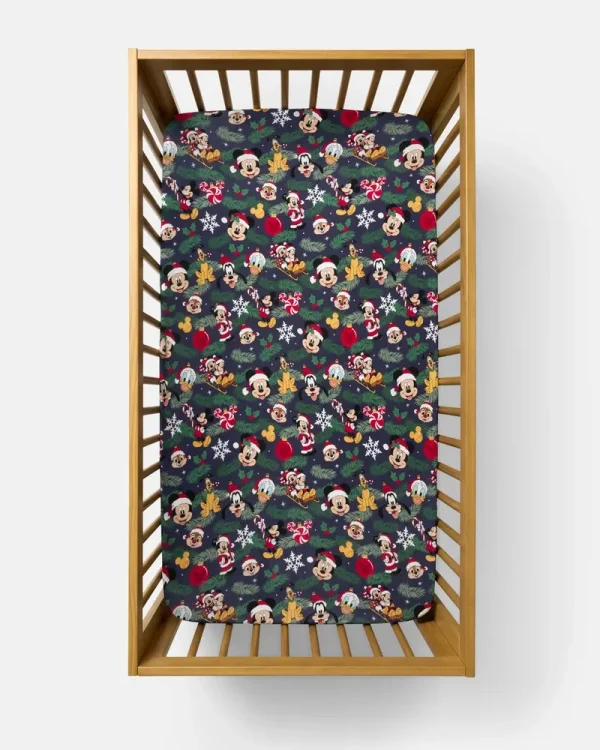 Disney Mickey & Friends Deck The Halls Fitted Crib Sheet