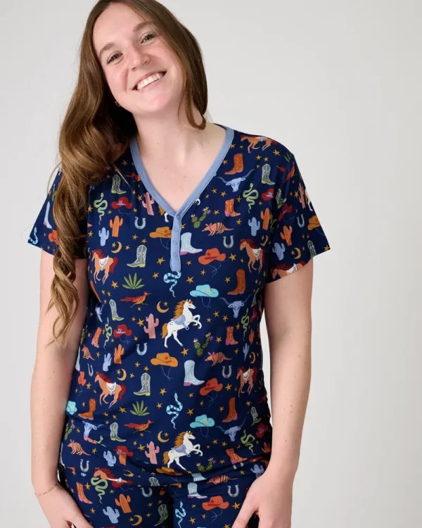 Blue Rancher Roundup Women's Short Sleeve Pajama Top