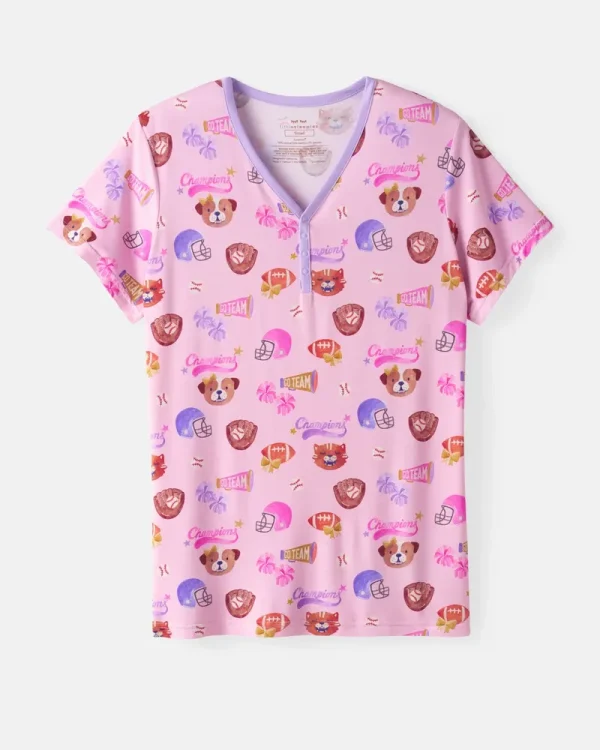 Team Spirit Pink Women's Short Sleeve Pajama Top