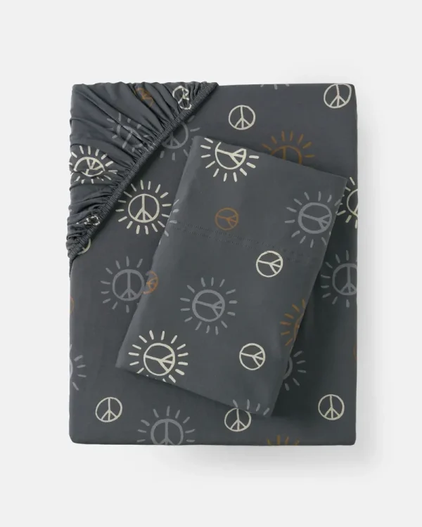Peace & Love Twin Sheet Set