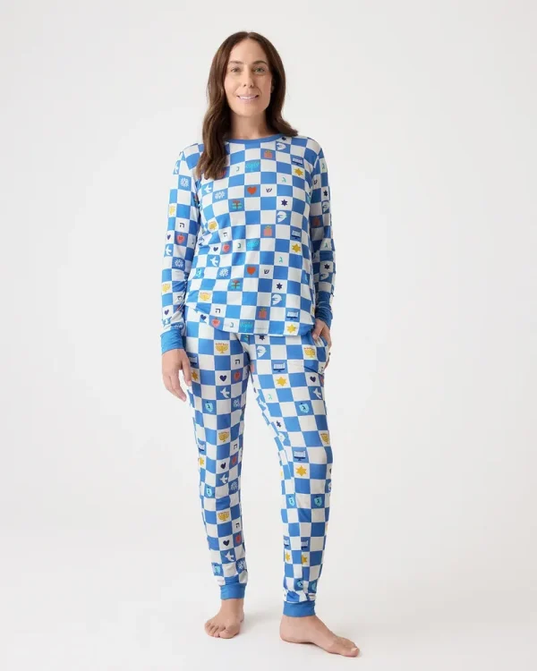 Hanukkah Checks Women's Pajama Top