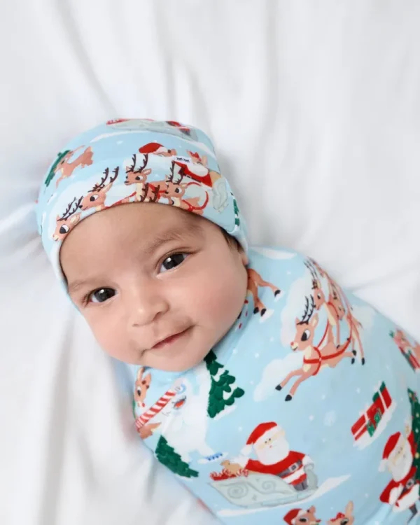 Rudolph's Snowy Adventure Swaddle & Beanie Set