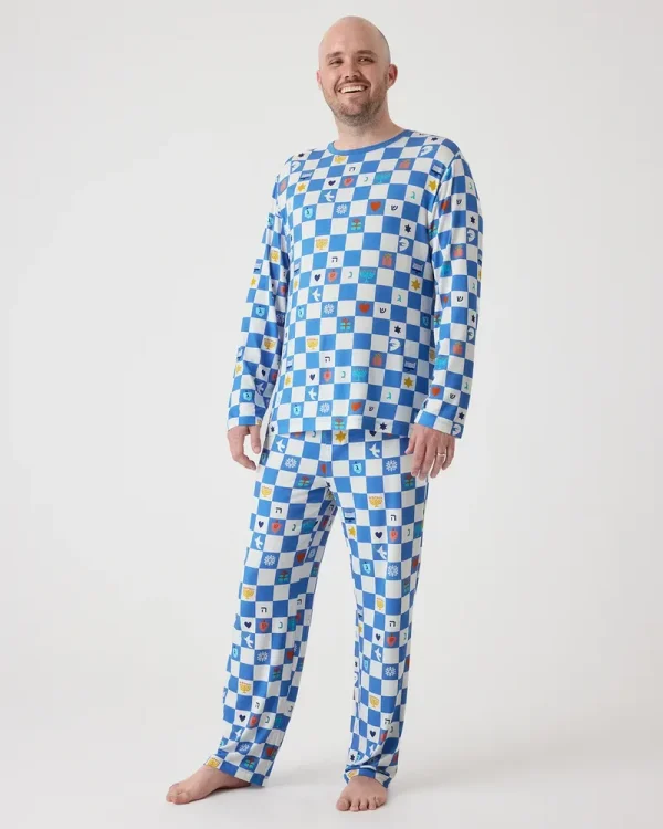 Hanukkah Checks Men's Pajama Top