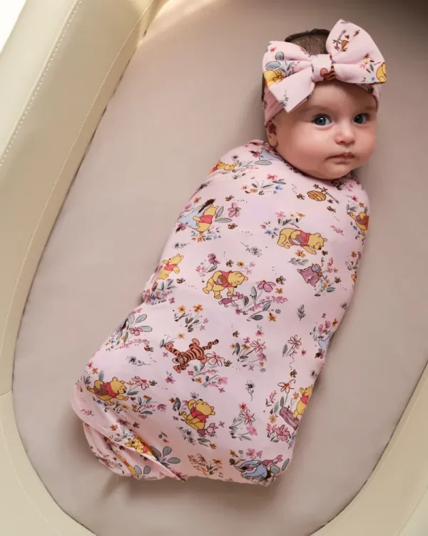 Disney Winnie The Pooh Garden Adventures Swaddle & Luxe Bow Headband Set