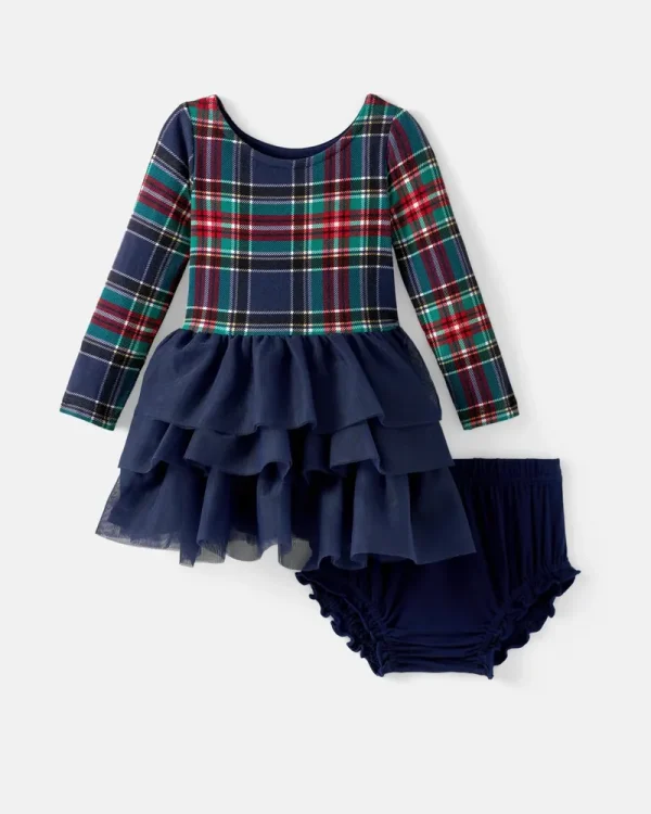 Northern Night Plaid Tiered Tutu Dress with Bloomer