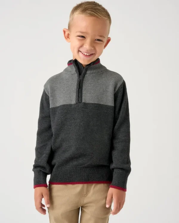Heather Charcoal Zip Sweater