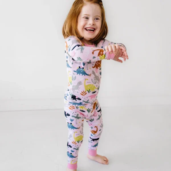 Jurassic Jungle Pink Two-Piece Pajama Set
