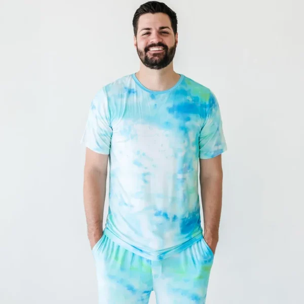 Tidepool Watercolor Men's Short Sleeve Pajama Top