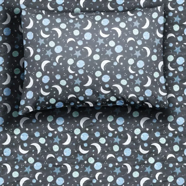 To the Moon & Back Blue Twin Sheet Set